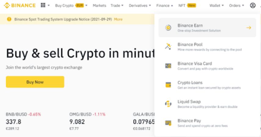 Buy and Sell in Binance